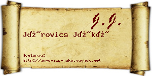 Járovics Jákó névjegykártya